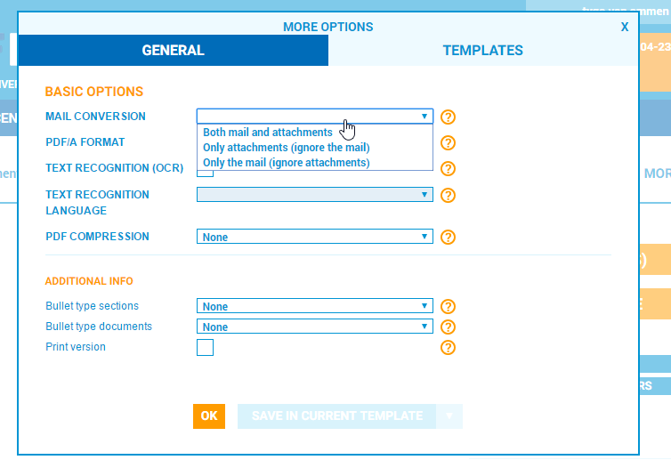 Mail conversion options
