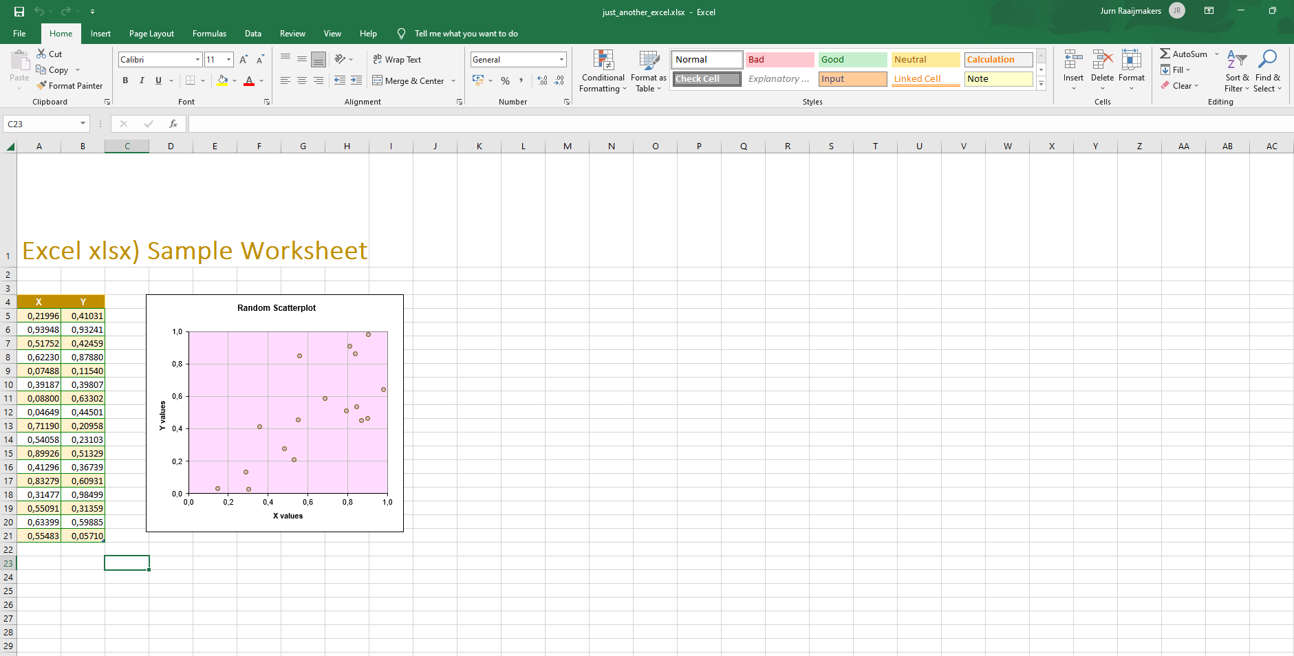 Excel bestand voordat het is omgezet naar PDF