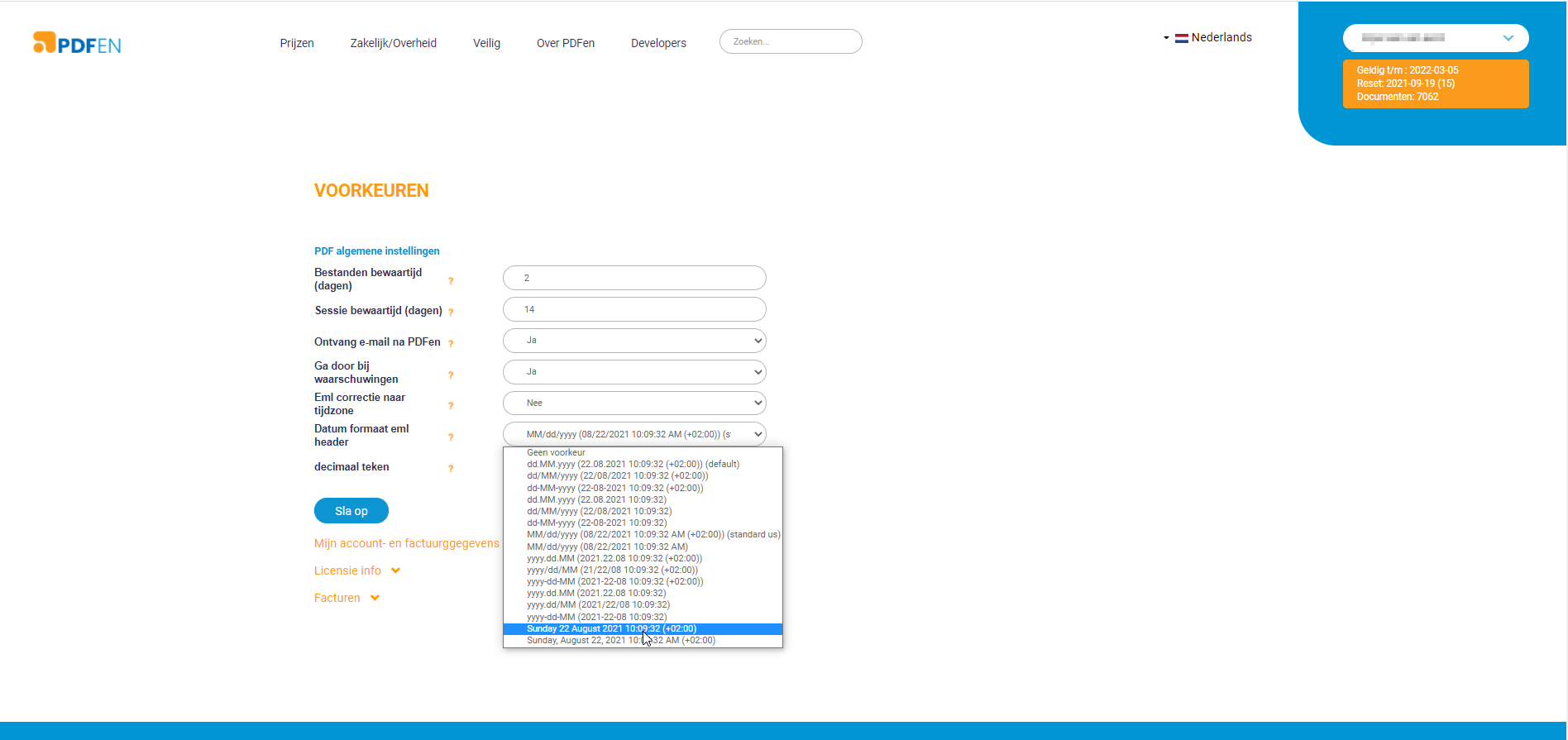 Zet het datumformaat in de PDF na conversie eml en msg bestanden